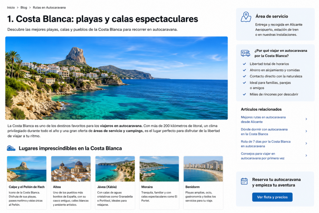 🌞 Destinos para viajar este verano en autocaravana desde Alicante (guía 2026)