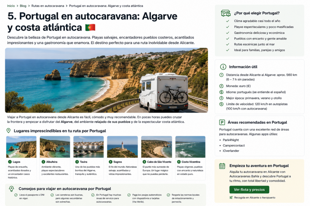 🌞 Destinos para viajar este verano en autocaravana desde Alicante (guía 2026)